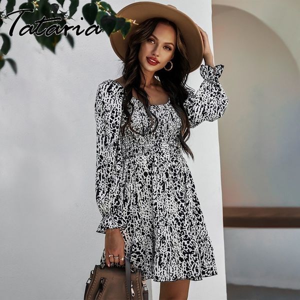 spring women dress leopard print boho beach mini es casual ruffle square neck long sleeve ladies streetwear 210514, Black;gray
spring women dress leopard print boho beach mini es casual ruffle square neck long sleeve ladies streetwear 210514, Black;gray