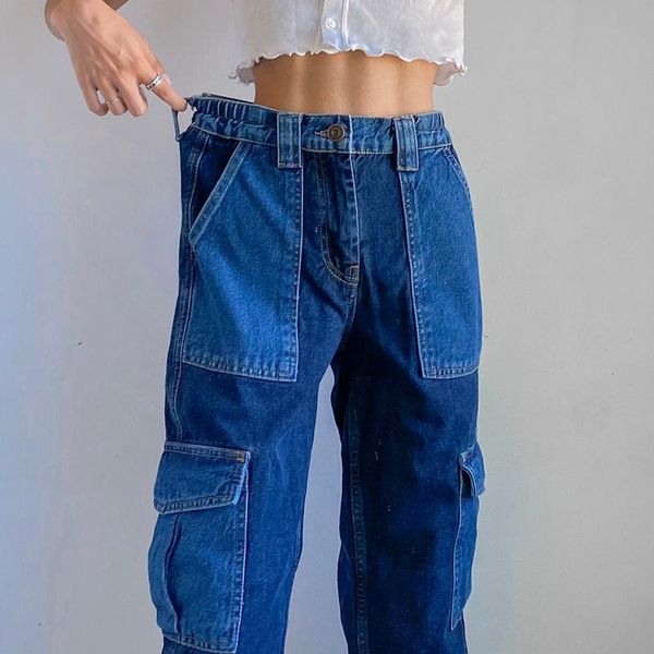 women's jeans vintage streetwear cargo pants harajuku denim patchwork for women big pockets baggy high waist, Blue
women's jeans vintage streetwear cargo pants harajuku denim patchwork for women big pockets baggy high waist, Blue