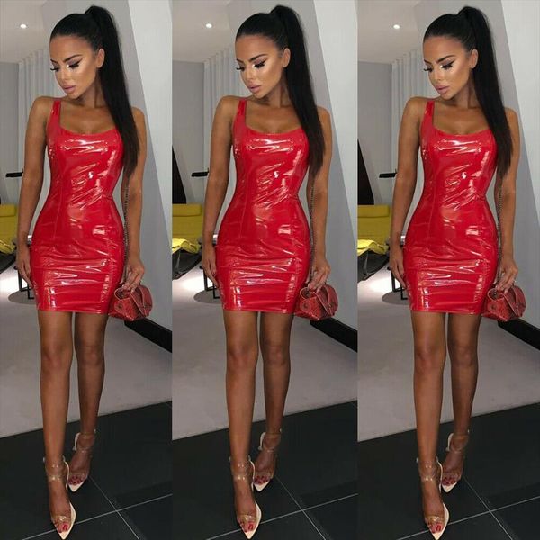 black pu leather womens dresses above knee mini bodycon casual sleeveless deep o neck petal sleeve pencil club short, Black;gray
black pu leather womens dresses above knee mini bodycon casual sleeveless deep o neck petal sleeve pencil club short, Black;gray