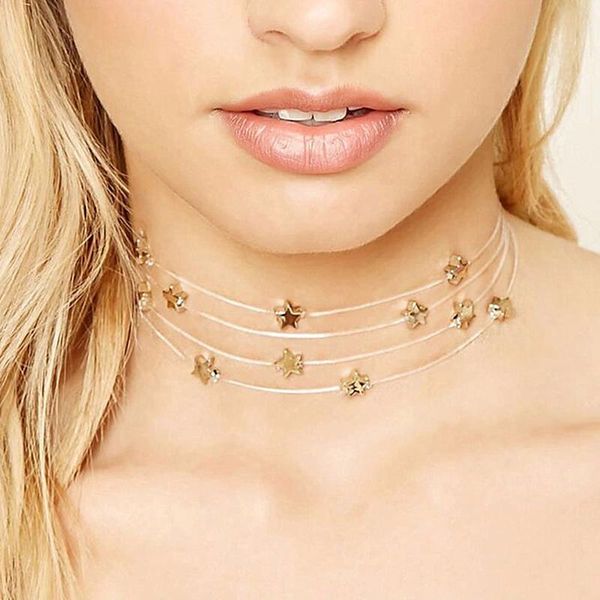 handmade multilayer star shaped choker necklaces simple style leather chain neckalces for women chokers, Golden;silver
handmade multilayer star shaped choker necklaces simple style leather chain neckalces for women chokers, Golden;silver