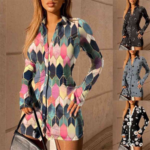 spring summer women's printed long-sleeved lapel slim cardigan shirt dress fashion single-breasted mini femme 210517, Black;gray
spring summer women's printed long-sleeved lapel slim cardigan shirt dress fashion single-breasted mini femme 210517, Black;gray