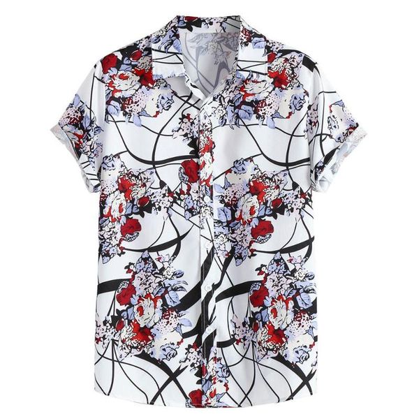 men's casual shirts 2021 summer fashion lapel pattern print short sleeve hawaiian shirt blouse, White;black
men's casual shirts 2021 summer fashion lapel pattern print short sleeve hawaiian shirt blouse, White;black