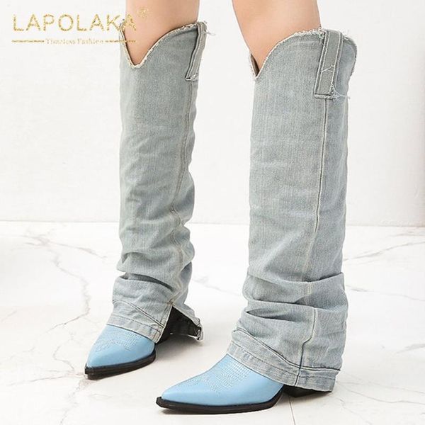boots lapolaka fashion western denim woman shoes pointed to high-heeled spring autumn ladies knee high1, Black
boots lapolaka fashion western denim woman shoes pointed to high-heeled spring autumn ladies knee high1, Black