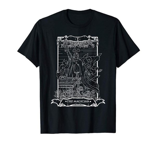 men's t-shirts tarot card the magician i occult vintage t-shirt, White;black 
men's t-shirts tarot card the magician i occult vintage t-shirt, White;black