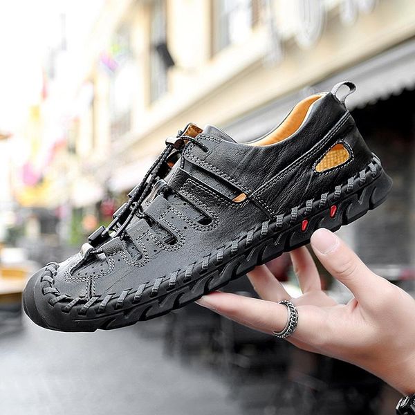 sandals mens spring summer breathable genuine leather beach shoes handmade sewing casual slippers men big size 48, Black
sandals mens spring summer breathable genuine leather beach shoes handmade sewing casual slippers men big size 48, Black