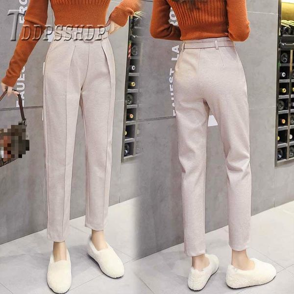 women's pants & capris 2021 autumn winter woolen radish women preppy style ankle length female trousers, Black;white
women's pants & capris 2021 autumn winter woolen radish women preppy style ankle length female trousers, Black;white