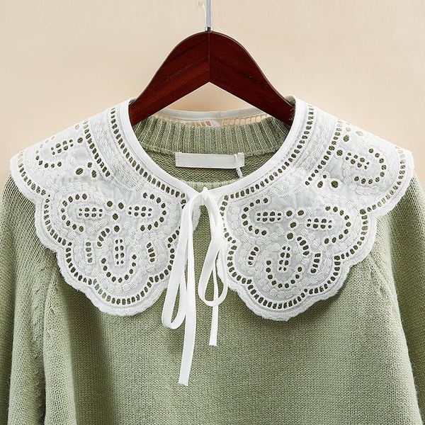bow ties floral embroidery hollow fake collar for women white detachable collars lapel half shirt false female clothes accessory, Black;gray
bow ties floral embroidery hollow fake collar for women white detachable collars lapel half shirt false female clothes accessory, Black;gray