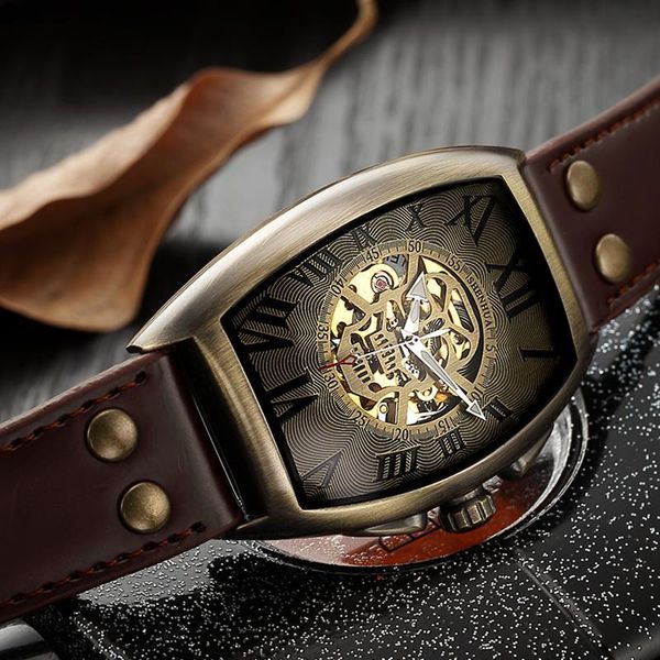 wristwatches men watch skeleton automatic mechanical bronze male skull clock sport military wristwatch relogio masculino, Slivery;brown
wristwatches men watch skeleton automatic mechanical bronze male skull clock sport military wristwatch relogio masculino, Slivery;brown
