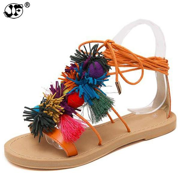 summer colorful fringe flower ball pompom sandals flat with roman gladiator high lace thong flip flop shoes woman 85, Black
summer colorful fringe flower ball pompom sandals flat with roman gladiator high lace thong flip flop shoes woman 85, Black