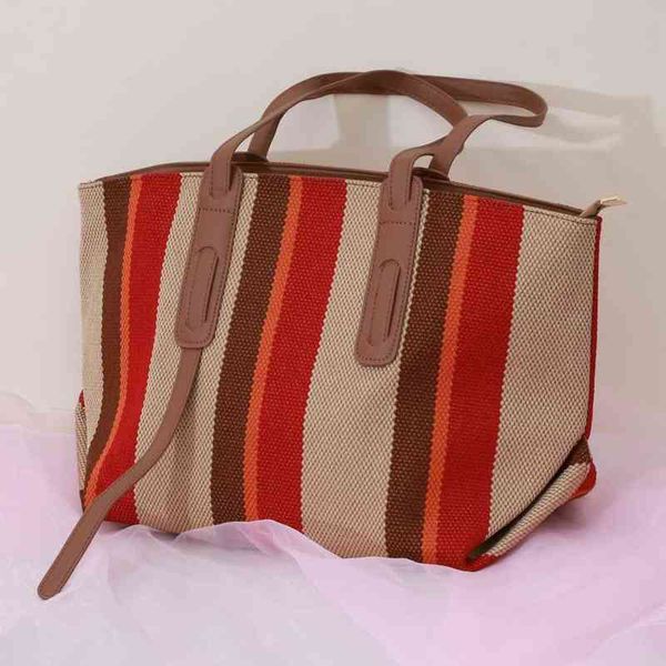 shopping bags large capacity canvas tote shoulder luxury brand stripes women handbag women's female big shopper purses 220307
shopping bags large capacity canvas tote shoulder luxury brand stripes women handbag women's female big shopper purses 220307