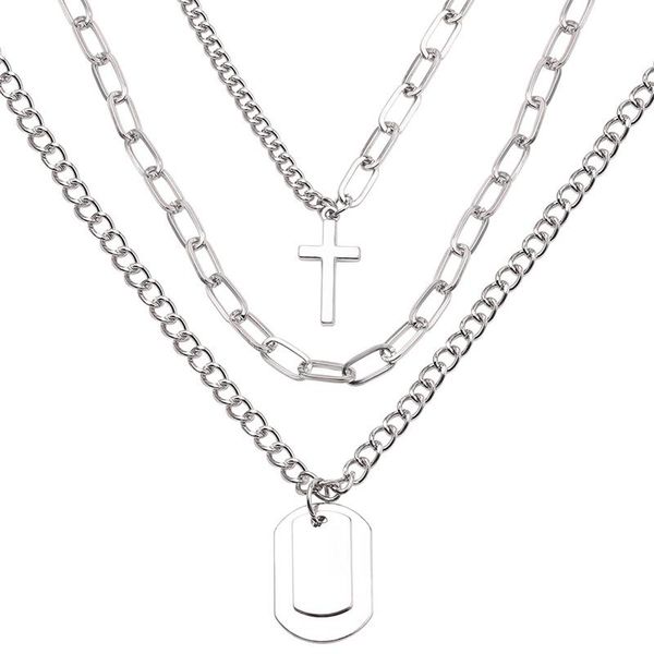 chains punk chain cross necklace men's fashion rock style multilayer geometric pendant jewelry, Silver
chains punk chain cross necklace men's fashion rock style multilayer geometric pendant jewelry, Silver