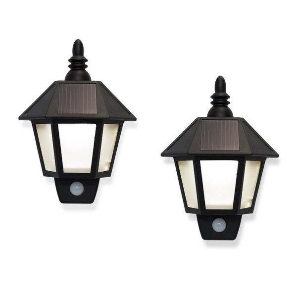 solar lamps 2 rechargeable security wall sconce lights with high tech motion detection, black exterior, warm white leds
solar lamps 2 rechargeable security wall sconce lights with high tech motion detection, black exterior, warm white leds