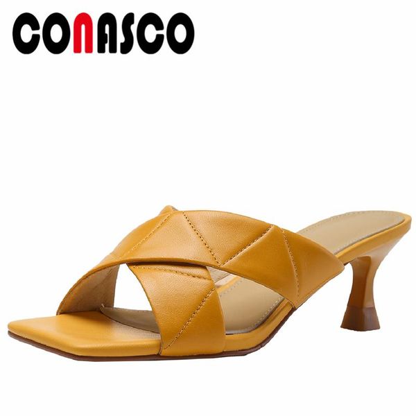 dress shoes conasco 2021 summer fashion concise women sandals genuine leather slippers high heels casual party pumps arrival woman, Black
dress shoes conasco 2021 summer fashion concise women sandals genuine leather slippers high heels casual party pumps arrival woman, Black