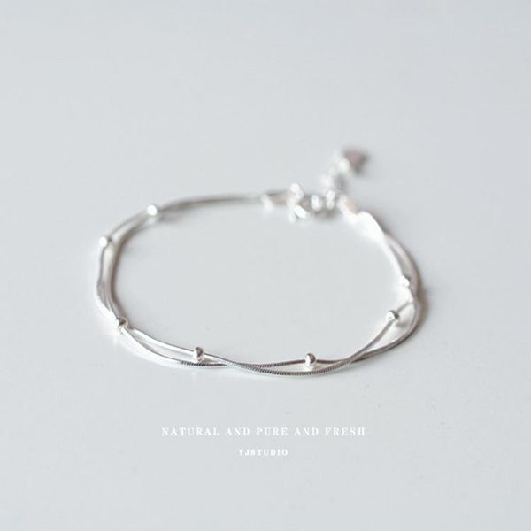 link, chain 925 sterling silver double layer round bead bracelet & bangle on hand for women jewelry accessories 2021 egirl trend unusual, Black
link, chain 925 sterling silver double layer round bead bracelet & bangle on hand for women jewelry accessories 2021 egirl trend unusual, Black