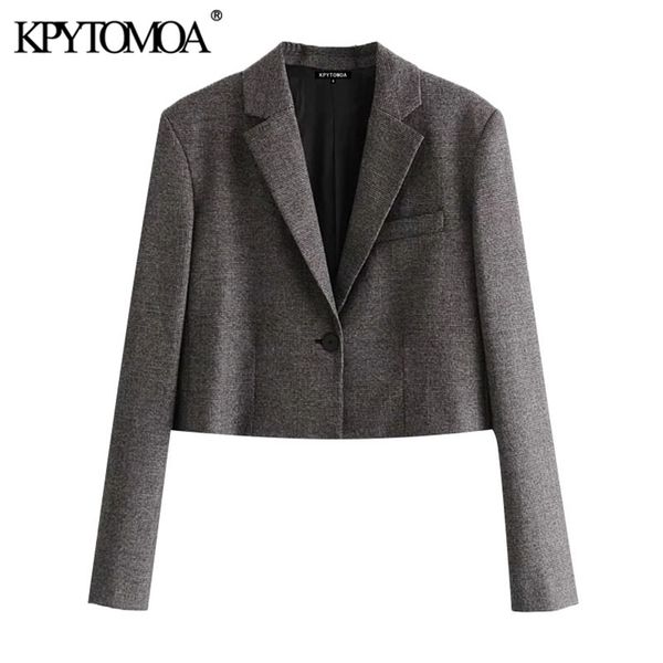 kpytomoa women fashion single button cropped check blazer coat vintage long sleeve female outerwear chic veste femme 211019, White;black
kpytomoa women fashion single button cropped check blazer coat vintage long sleeve female outerwear chic veste femme 211019, White;black