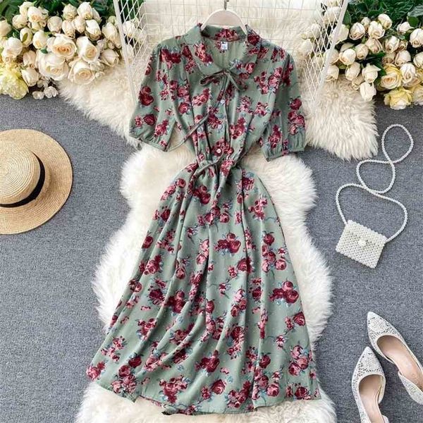 vintage floral print dress women slim button midi es summer elegant a-line party woman casual long robe 210525, Black;gray
vintage floral print dress women slim button midi es summer elegant a-line party woman casual long robe 210525, Black;gray