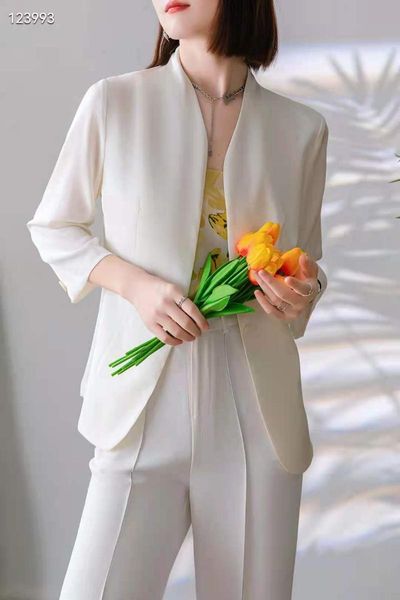 women's two piece pants w0897 fashion women sets 2021 runway luxury european design party style clothing, White
women's two piece pants w0897 fashion women sets 2021 runway luxury european design party style clothing, White