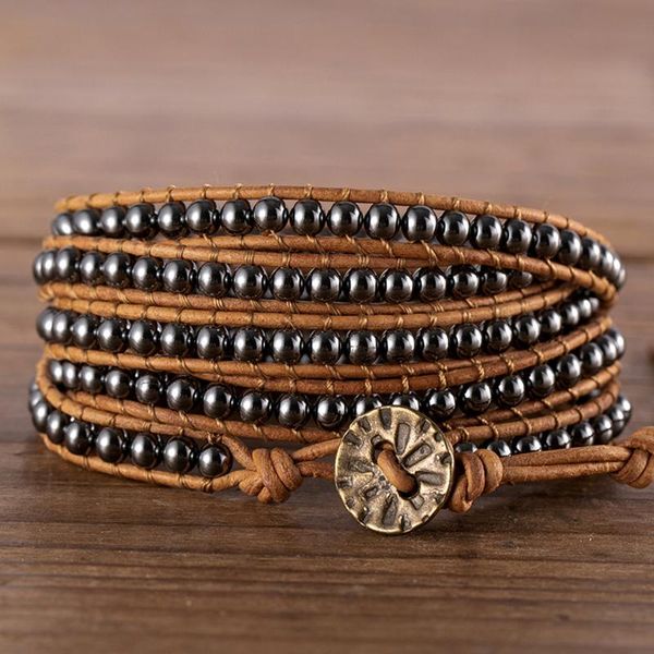 vintage leather wrap bracelet layering 4mm hematite beaded yoga for women friendship gift drop charm bracelets, Golden;silver
vintage leather wrap bracelet layering 4mm hematite beaded yoga for women friendship gift drop charm bracelets, Golden;silver