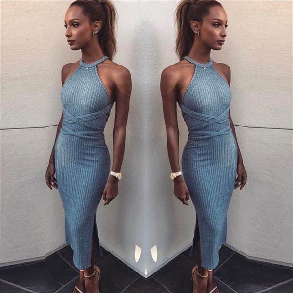 summer sheath clothes party womens dress halter neck sleeveless slit slim backless bandage grey, Black;gray
summer sheath clothes party womens dress halter neck sleeveless slit slim backless bandage grey, Black;gray