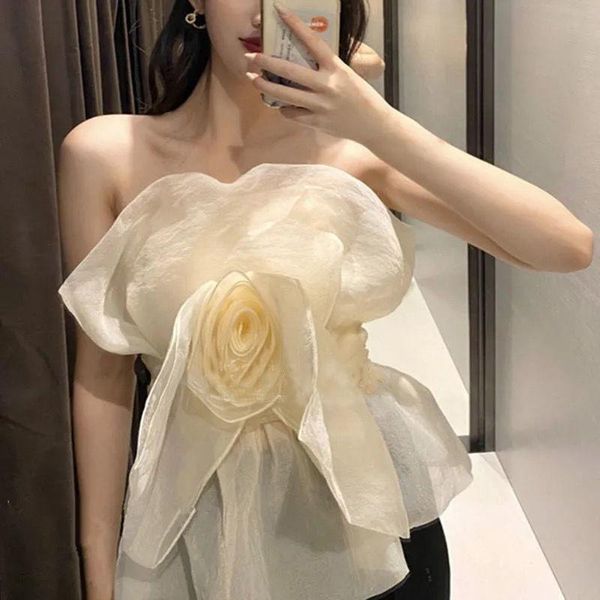 women's t-shirt korean version of mesh lace three-dimensional flower tube 2021 summer slim western style jacket women, White
women's t-shirt korean version of mesh lace three-dimensional flower tube 2021 summer slim western style jacket women, White