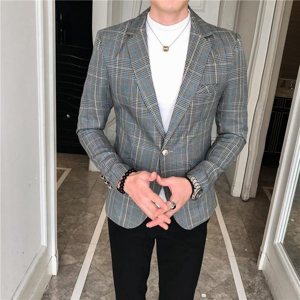 men's suits & blazers british style plaid men fashion slim long sleeve business casual suit jacket office social wedding dress coat hom, White;black
men's suits & blazers british style plaid men fashion slim long sleeve business casual suit jacket office social wedding dress coat hom, White;black