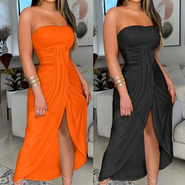 party dresses women's summer print strapless long dress beach split club, White;black
party dresses women's summer print strapless long dress beach split club, White;black