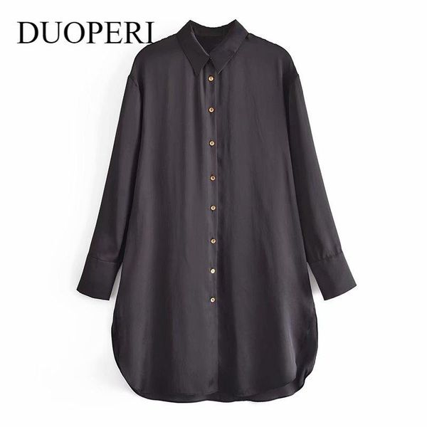 women's blouses & shirts duoeri 2021 women fashion solid single breasted long blouse lapel neck full sleeve side slit vintage chic, White
women's blouses & shirts duoeri 2021 women fashion solid single breasted long blouse lapel neck full sleeve side slit vintage chic, White