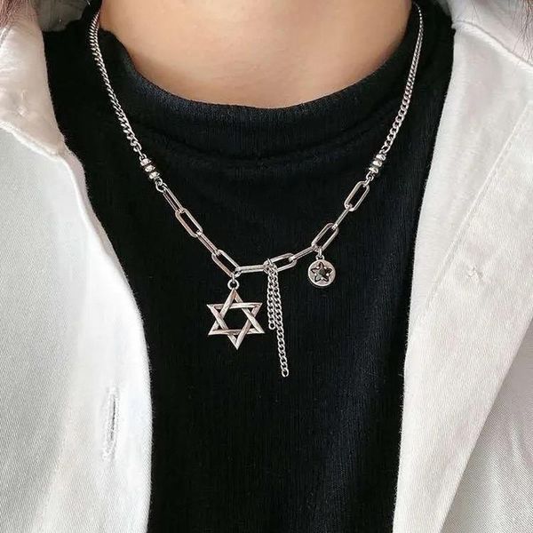 pendant necklaces hip hop six pointed star choker personality fashion jewelry for women men girls necklace gifts party, Silver
pendant necklaces hip hop six pointed star choker personality fashion jewelry for women men girls necklace gifts party, Silver