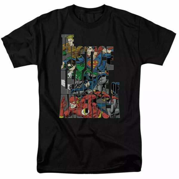 the justice league of america lettered t shirt licensed comic book tee black, White;black
the justice league of america lettered t shirt licensed comic book tee black, White;black