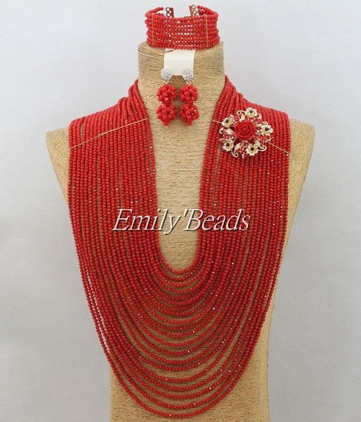 earrings & necklace big african bridal beads necklaces set 26"inches nigerian wedding red costume jewelry sets amj748, Silver
earrings & necklace big african bridal beads necklaces set 26"inches nigerian wedding red costume jewelry sets amj748, Silver