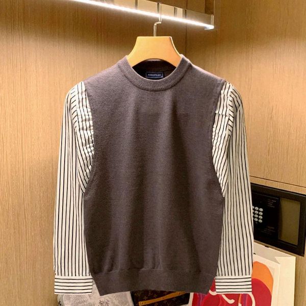 men's sweaters autumn elegant retro artistic slim sweater classic striped shirt stitching men 's pullover, White;black
men's sweaters autumn elegant retro artistic slim sweater classic striped shirt stitching men 's pullover, White;black