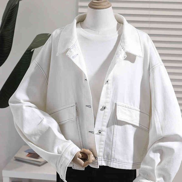 women's jackets 2021 spring autumn korean short white jean jacket women loose single-breasted denim harajuku clothes female coat g, Black;brown
women's jackets 2021 spring autumn korean short white jean jacket women loose single-breasted denim harajuku clothes female coat g, Black;brown