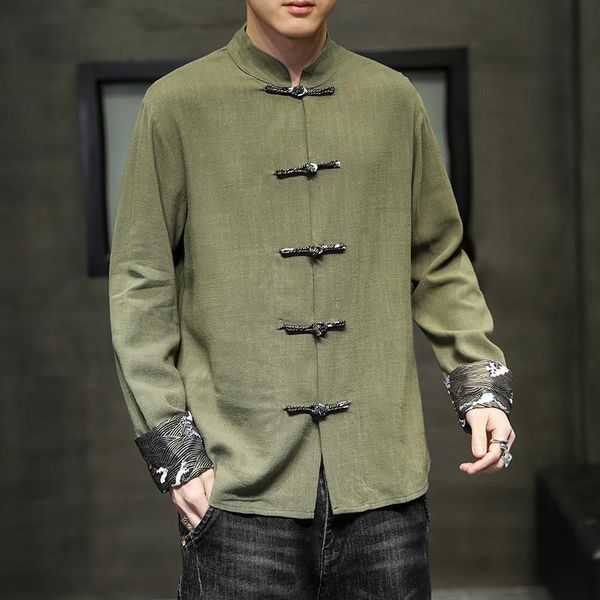 men's casual shirts 2021 spring and summer chinese style coil button shirt cotton large loose cuff color matching men, White;black
men's casual shirts 2021 spring and summer chinese style coil button shirt cotton large loose cuff color matching men, White;black