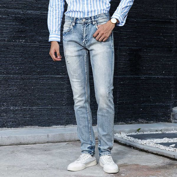 italian style fashion men jeans retro light blue elastic slim fit ripped denim trousers vintage designer hip hop cotton pants
italian style fashion men jeans retro light blue elastic slim fit ripped denim trousers vintage designer hip hop cotton pants
