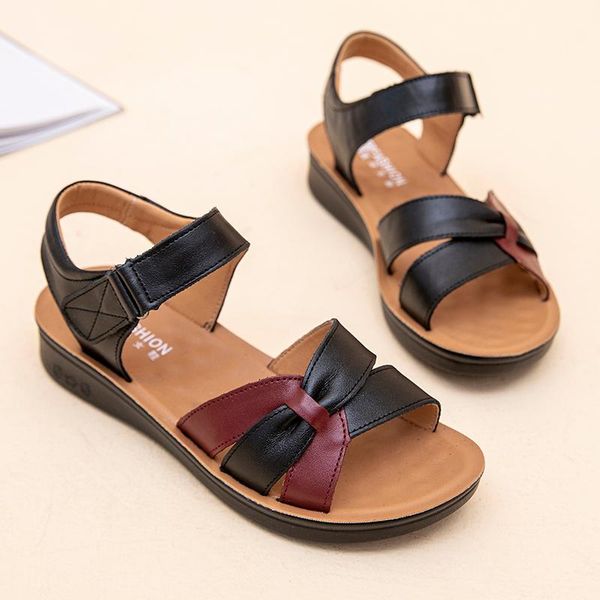 summer shoes women leather soft bottom fashion sandals female open toe casual color matching mother, Black
summer shoes women leather soft bottom fashion sandals female open toe casual color matching mother, Black