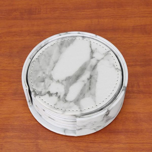 mats & pads 7 pcs leather coasters with holder set round marble heat insulation cup mat drink for home and kitchen (6
mats & pads 7 pcs leather coasters with holder set round marble heat insulation cup mat drink for home and kitchen (6