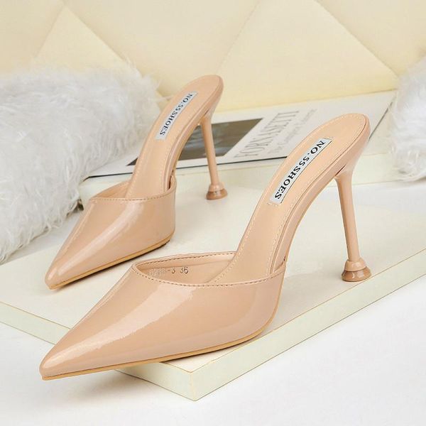 slippers women shallow mules high heels patent leather woman concise office shoes pointed toe female outside for girls, Black
slippers women shallow mules high heels patent leather woman concise office shoes pointed toe female outside for girls, Black
