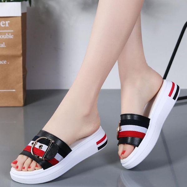 slippers women flat shoes woman genuine leather beach sandals ladies luxury belt platform slides flip flops summer, Black
slippers women flat shoes woman genuine leather beach sandals ladies luxury belt platform slides flip flops summer, Black