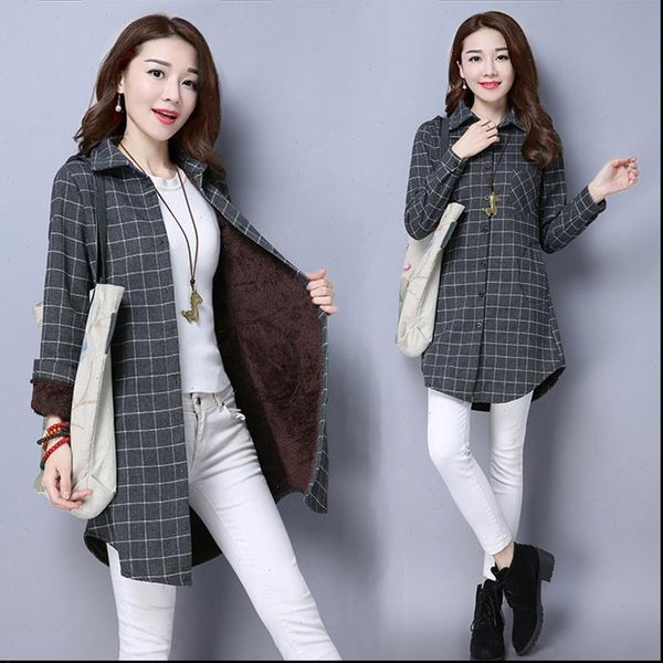 winter velvet thick keep warm womens shirts plaid long sleeve casual cotton flannel, White
winter velvet thick keep warm womens shirts plaid long sleeve casual cotton flannel, White