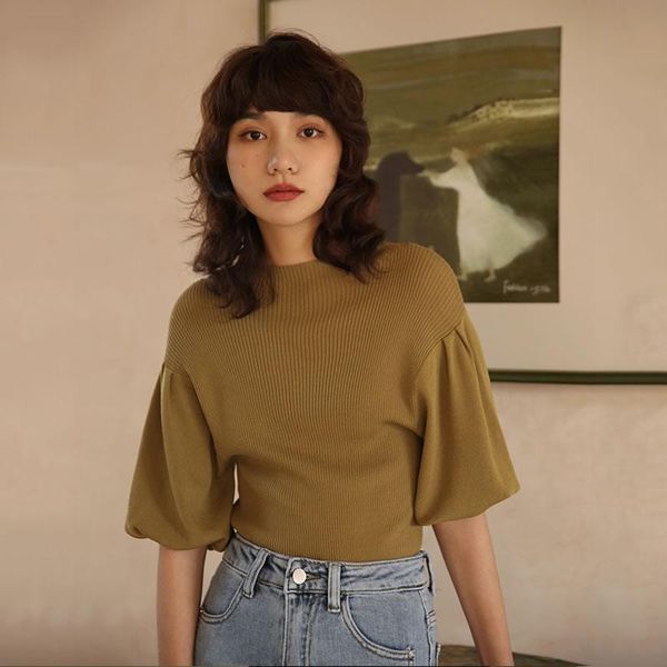women's sweaters loose vintage lantern sleeve half high collar sweater french style elegant solid color pullover women fashion knitwear, White;black
women's sweaters loose vintage lantern sleeve half high collar sweater french style elegant solid color pullover women fashion knitwear, White;black