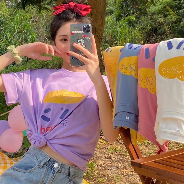 women's t-shirt 100% cotton sweet t shirts candy colors short sleeve oversize t-shirts kawaii cartoon print korean style tee female l06, White
women's t-shirt 100% cotton sweet t shirts candy colors short sleeve oversize t-shirts kawaii cartoon print korean style tee female l06, White