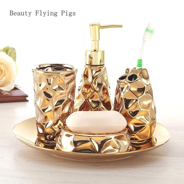 bath accessory set ceramic bathroom four-piece gold tooth brush holder soap dispenser box decoration accessories wedding gifts
bath accessory set ceramic bathroom four-piece gold tooth brush holder soap dispenser box decoration accessories wedding gifts
