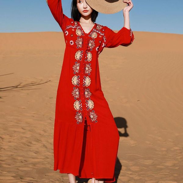casual dresses enthic embroidery women dress spring autumn v neck long sleeve maxi elegant vintage bohemian holiday female vestidos, Black;gray
casual dresses enthic embroidery women dress spring autumn v neck long sleeve maxi elegant vintage bohemian holiday female vestidos, Black;gray
