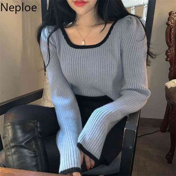 neploe women sweater puff long sleeve knitted autumn winter korean contrast color o-neck pullover knitwear 4d932 210805, White;black
neploe women sweater puff long sleeve knitted autumn winter korean contrast color o-neck pullover knitwear 4d932 210805, White;black