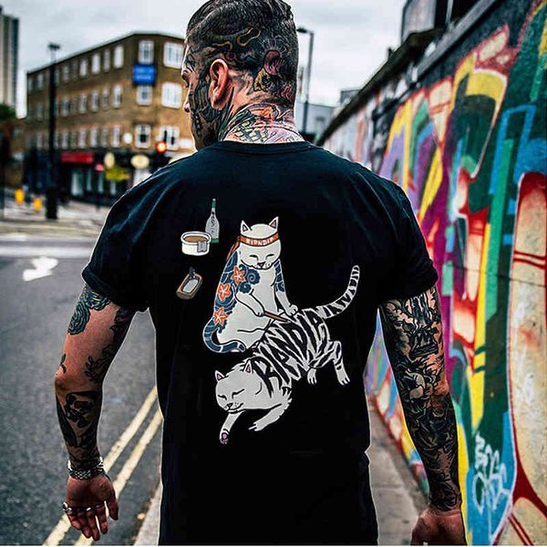 street fashion brand middle finger cat personalized massage cat boys and girls short sleeve t-shirt hip hop half sleeve t-shirt, White
street fashion brand middle finger cat personalized massage cat boys and girls short sleeve t-shirt hip hop half sleeve t-shirt, White
