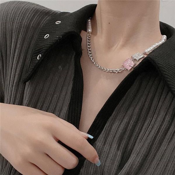 chains personality silver color chunky chain pearl bead pink crystal square pendant necklace for women girl metal geometric necklaces
chains personality silver color chunky chain pearl bead pink crystal square pendant necklace for women girl metal geometric necklaces