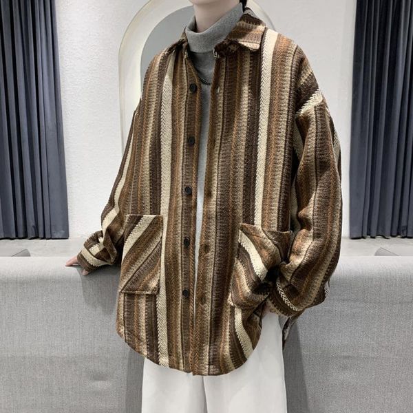 men's wool & blends 2021 winter vertical stripe medium long tweed coat loose youth japanese windbreaker recommend, Black
men's wool & blends 2021 winter vertical stripe medium long tweed coat loose youth japanese windbreaker recommend, Black