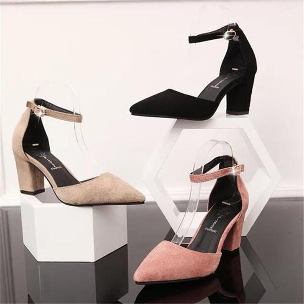 spring and autumn suede pointed toe sandals button belt high-heeled shoes thick heel single female dress, Black
spring and autumn suede pointed toe sandals button belt high-heeled shoes thick heel single female dress, Black