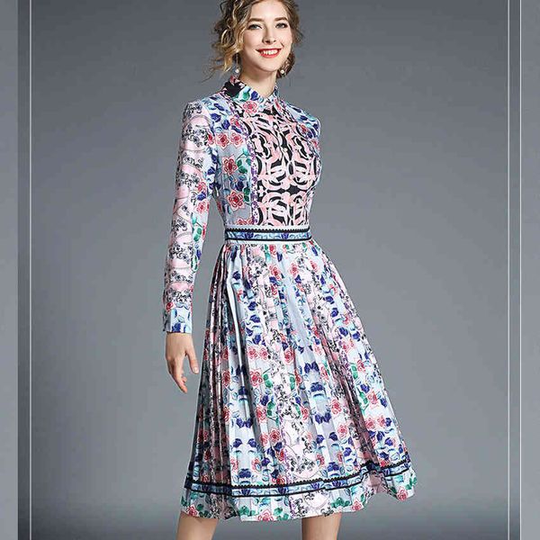 est fashion runway turn down collar autumn dress women's long sleeve retro printed party dresses vestidos 210520, Black;gray
est fashion runway turn down collar autumn dress women's long sleeve retro printed party dresses vestidos 210520, Black;gray