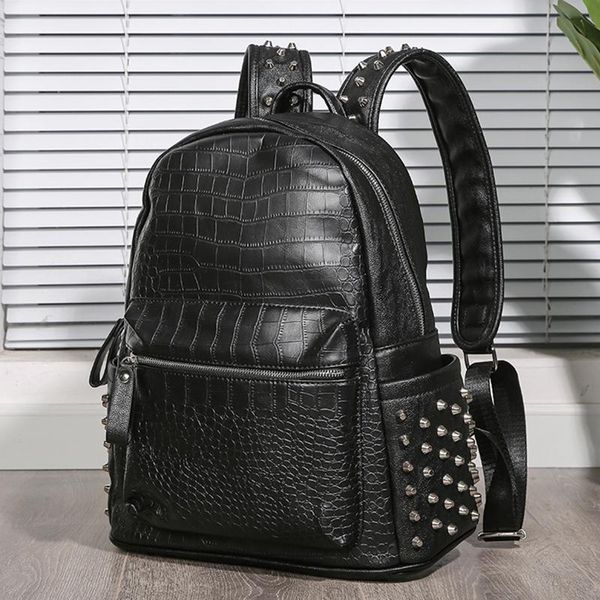 casual men's backpacks shoulder bag crocodile pattern rivets large backpack for men 13" laprucksack schoolbag 2021
casual men's backpacks shoulder bag crocodile pattern rivets large backpack for men 13" laprucksack schoolbag 2021